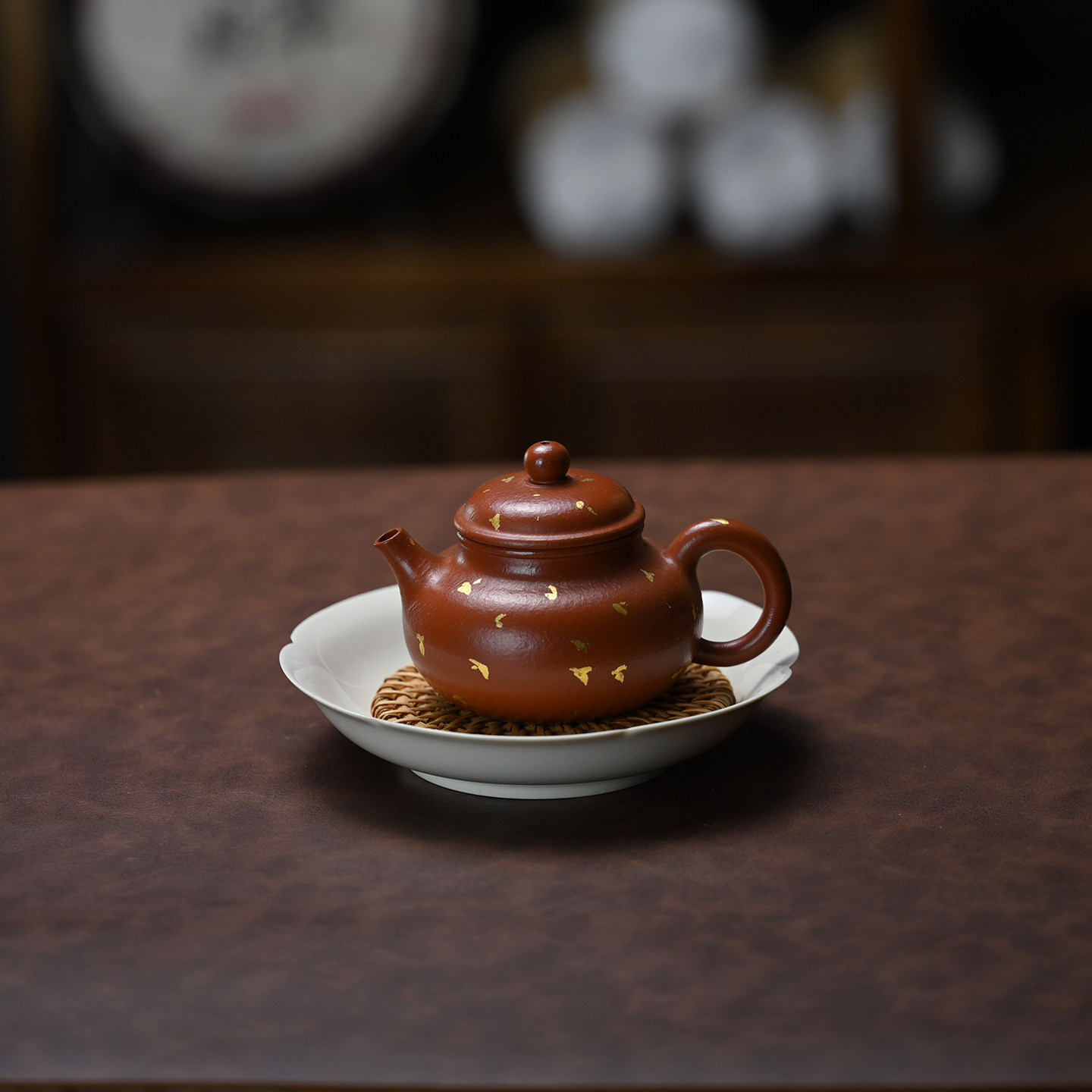 宜兴紫砂壶小品自用功夫泡茶壶茶具原矿朱泥全手工洒金容天150ML