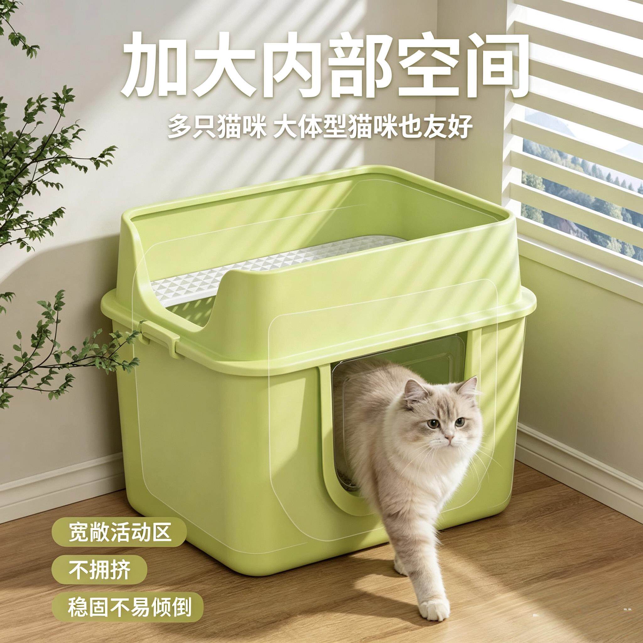 猫砂盆超大号全封闭式隔臭防外溅巨大特大猫缅因猫屎盆双层猫厕所