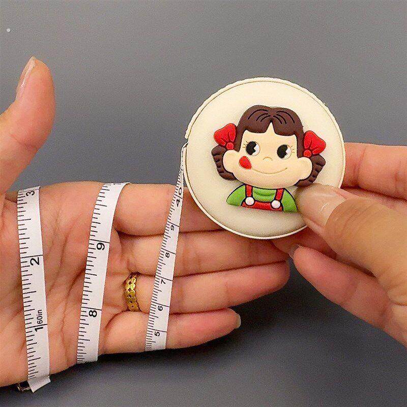 家用可爱迷你卷尺测量三围双刻度伸缩软尺量衣服小型便携一键收回