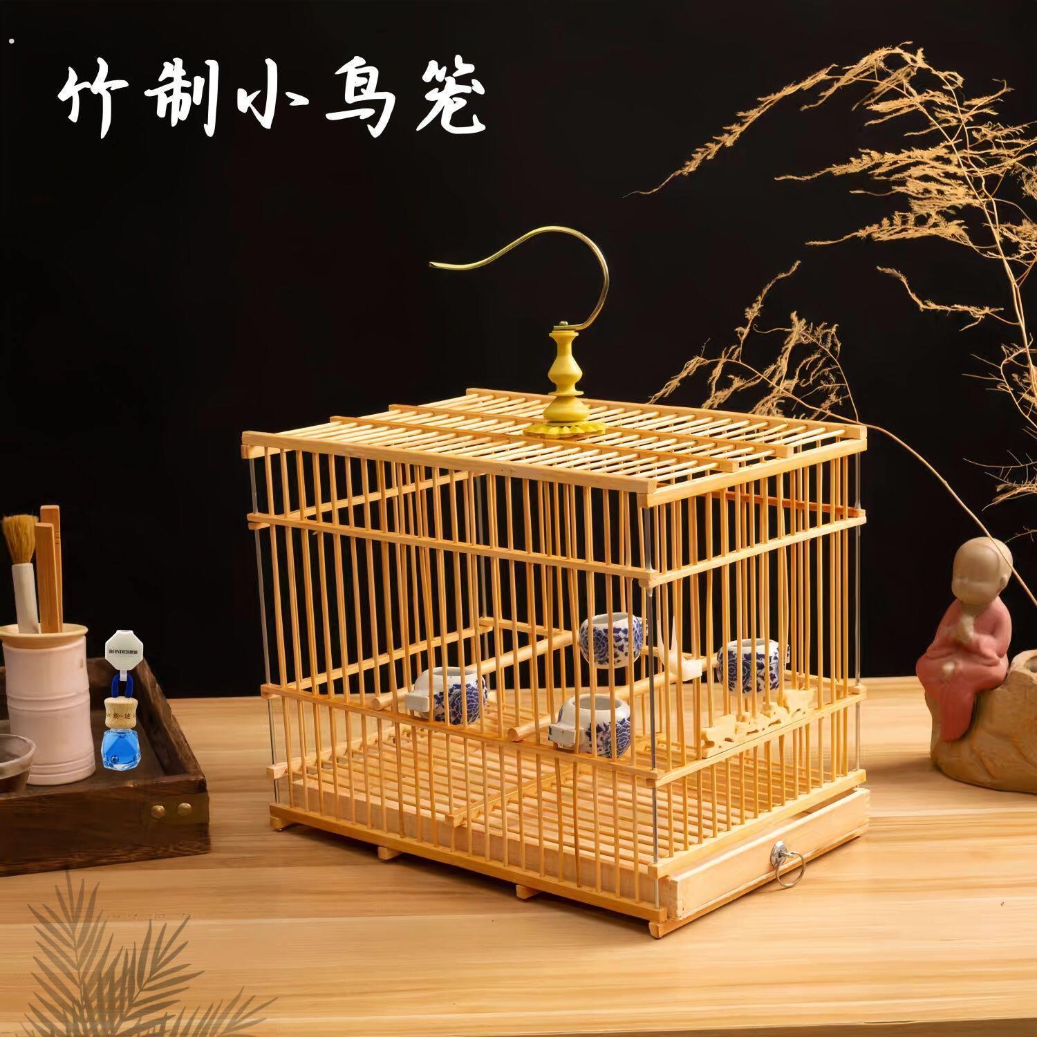 竹制小方笼绣眼黄雀鸟笼贝子文鸟手工鸟笼鸟笼大全