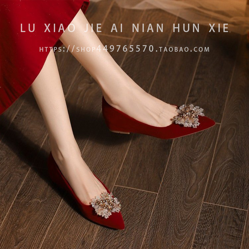 内增高4CM不累脚新娘鞋高跟鞋