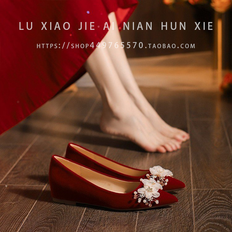 婚鞋不累脚新娘鞋一脚蹬高跟鞋