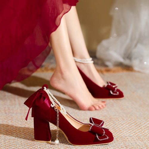 秀禾服婚鞋2025年新款红色