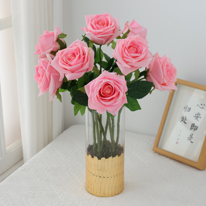 高端手感保湿玫瑰花假花