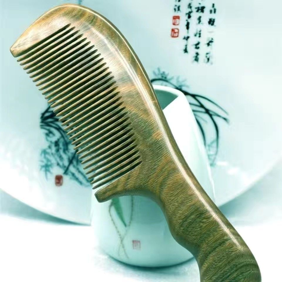 绿檀大手柄双弯柄梳长发