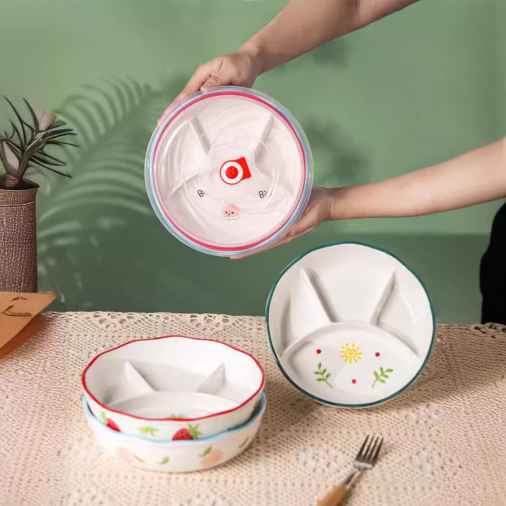 陶瓷四格餐盘分食堂快一