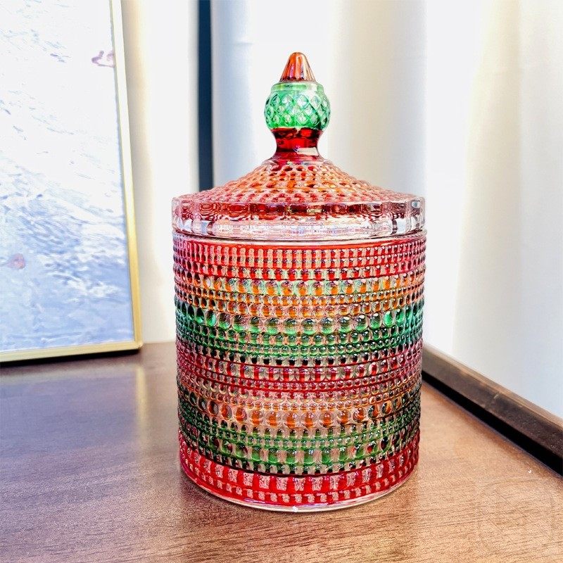 高颜值糖果玻璃彩色干果坚果缸首饰收纳盒家居收纳储物盒糖缸