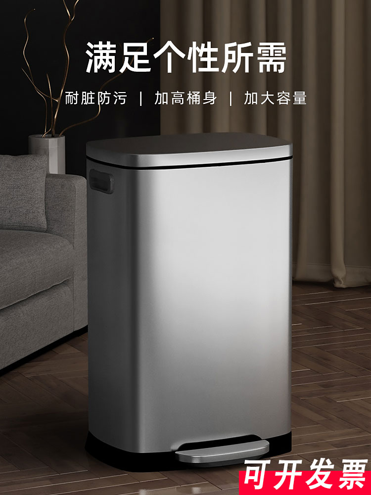 50L 대용량 스테인리스 스텐 스틸 식당 뚜껑 종량제 패달 주방 철제 이미지 2