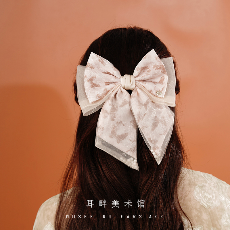 A法式欧根纱蝴蝶结发夹头饰女