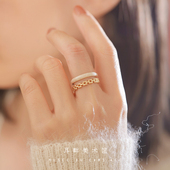 A叠戴珐琅彩气质通勤百搭白色戒指小众设计轻奢高级感时尚 个性