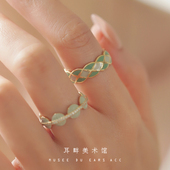 A轻奢方块戒指环戒指女小众设计日系时尚 个性 开口复古珐琅高级感