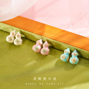 耳环女款 A葫芦耳钉项链国风新中式 度假风小众高级感轻奢大气独特