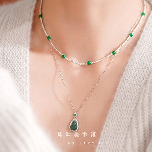 A2025天然蓝水翡翠葫芦项链女配饰高级感轻奢小众国风新中式颈链