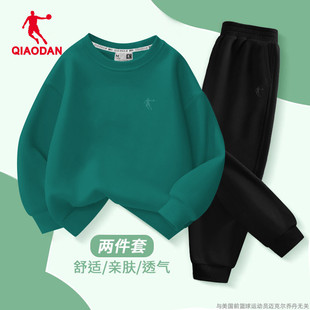 乔丹长袖运动套装女2025秋冬季新款宽松显瘦休闲卫衣长裤两件套