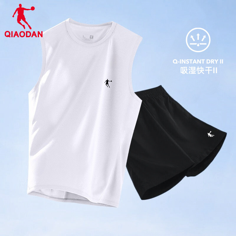 乔丹运动套装男2025夏季新款篮球背心宽松五分裤跑步健身服两件套