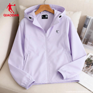 乔丹运动风衣女2026春季新款防风连帽外套女宽松休闲户外开衫夹克