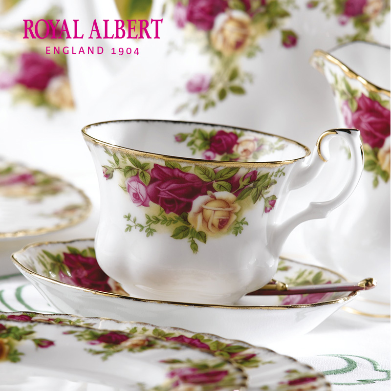 Royal Albert皇家阿尔伯特老镇玫瑰骨瓷咖啡杯茶杯碟礼盒欧式奢华 餐饮具 咖啡杯 原图主图