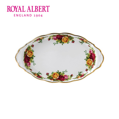 Royal Albert皇家阿尔伯特老镇玫瑰骨瓷茶盘托盘点心盘