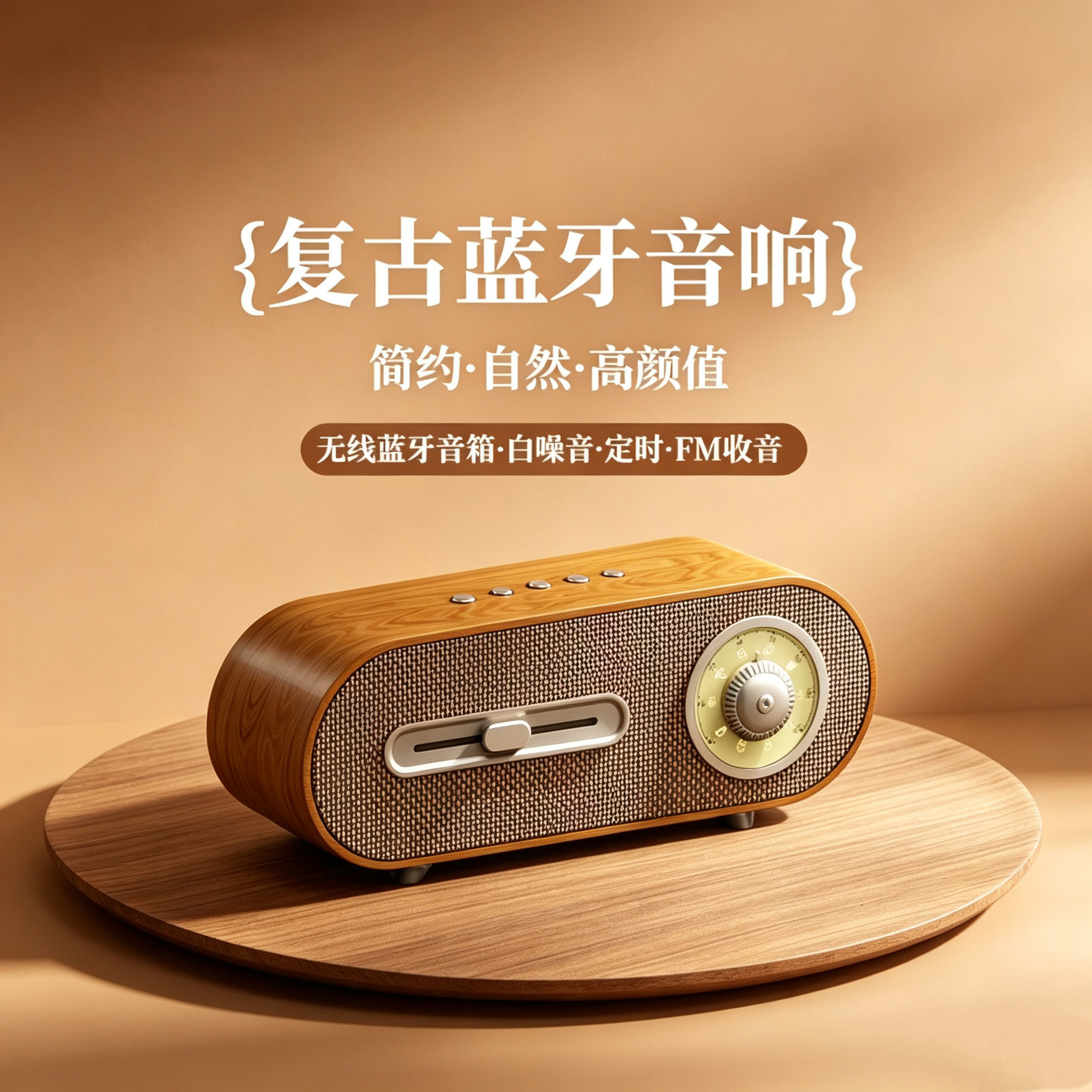复古收音机FM白噪音智能AI蓝牙音箱可插卡u盘小音响木质户外家用