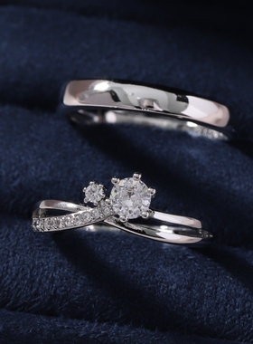 婚戒对戒结婚一对婚礼用的道具情侣高级感仿真戒指假钻戒交换仪式