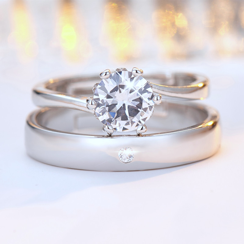 婚戒结婚典礼当天用的假交换戒指一对道具仪式仿真钻戒可调节对戒