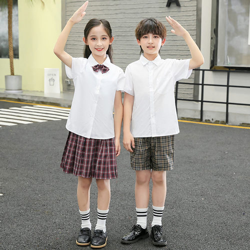 深圳校服制服短袖衬衣裙子夏季深圳小学生校服一件代发男女生班服