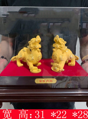招财貔貅摆件绒沙金招财金貔貅摆件 特大沙金中式霸气办公桌摆件