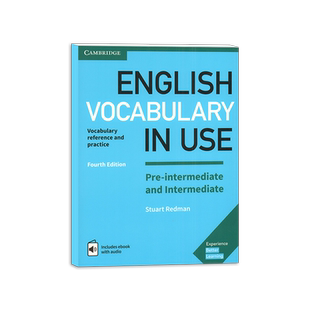现货 English Vocabulary in Use Pre-Intermediate 第四版中级上册 剑桥蓝色词汇书 英式英语 带答案带电子书 中学自学工具书
