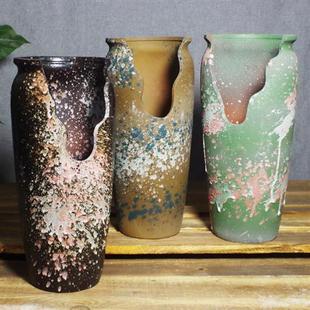 缺口造型瘦高多肉花盆粗陶切口陶瓷多肉植物破口陶罐法师悬崖老桩