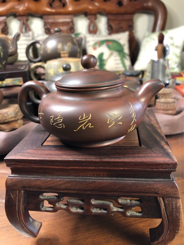 坭兴陶大师刻字纯手工茶壶