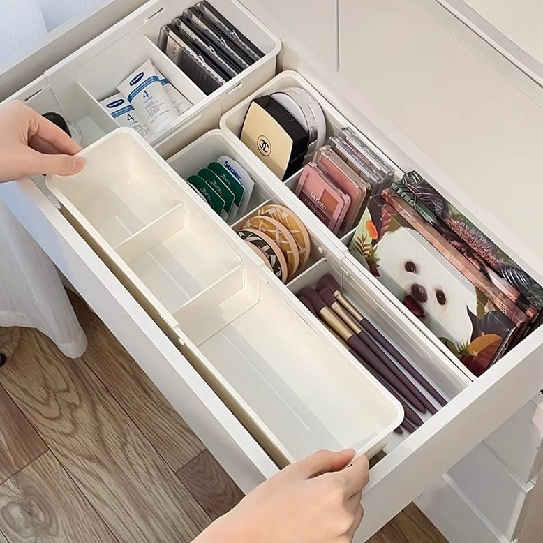 可伸缩抽屉分隔收纳盒内置宿舍梳妆台柜子分格口红化妆品整理盒,收纳整理,桌面收纳盒,淘宝优惠券,粉丝福利购,淘宝优惠卷