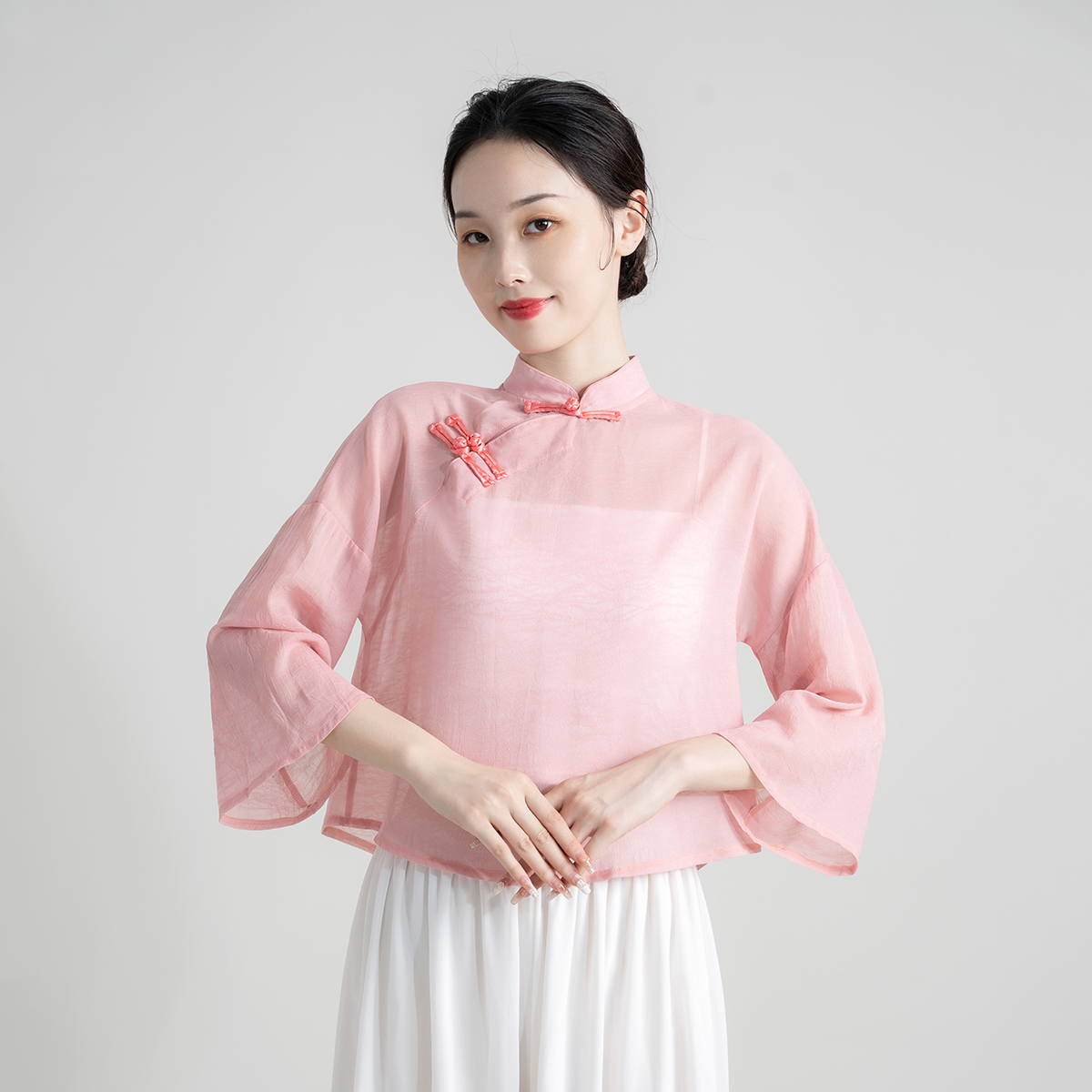 舞者日记旗袍领短款纱衣练功服