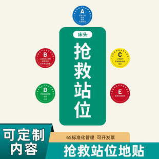 思蜀邦护医疗抢救站位贴急诊手术标识急救医院6S流程管理圆形地贴