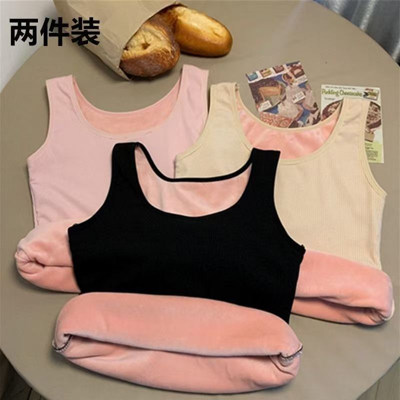 螺纹保暖背心加绒女厚高