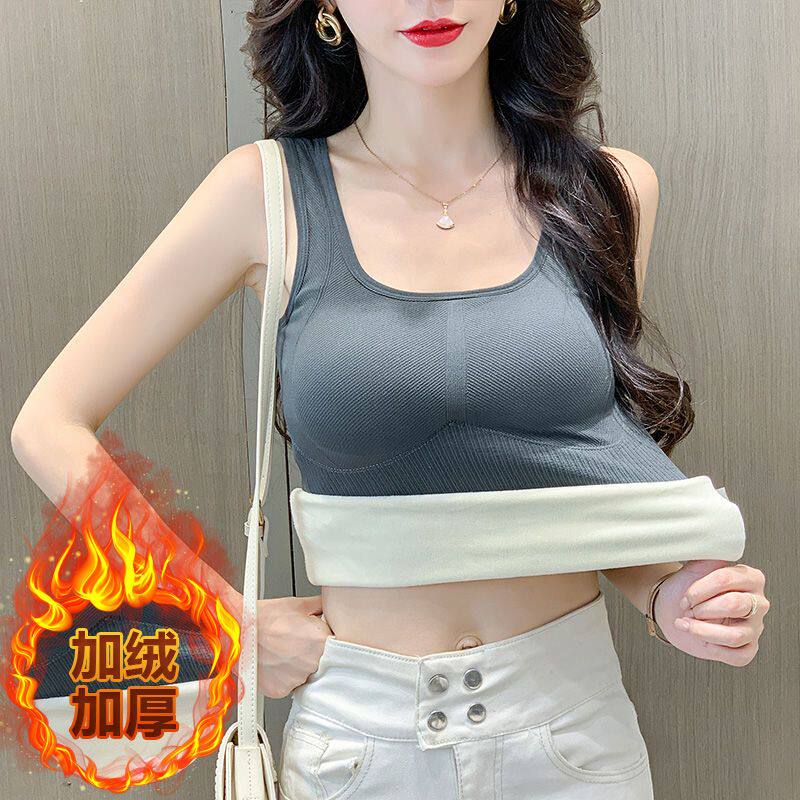 保暖背心女冬带胸垫加绒