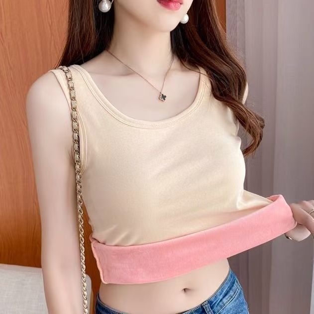 螺纹保暖背心加绒女厚高