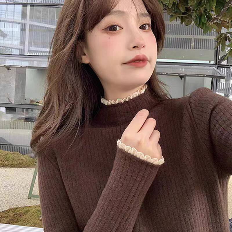 半高领一体绒毛衣女内搭2