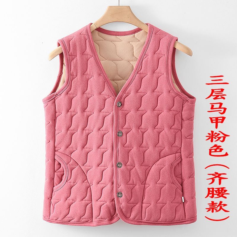 中老年马甲加绒加厚女秋