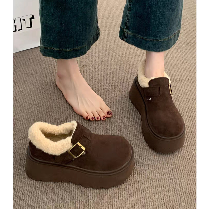 厚底勃肯鞋女2025新款冬季加绒增高小个子毛毛棉鞋外穿复古松糕鞋,女鞋,松糕（摇摇）鞋,淘宝优惠券,粉丝福利购,淘宝优惠卷
