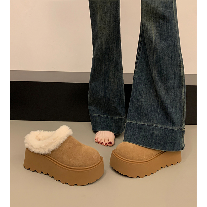 【厚底】增高包头加绒半拖鞋女