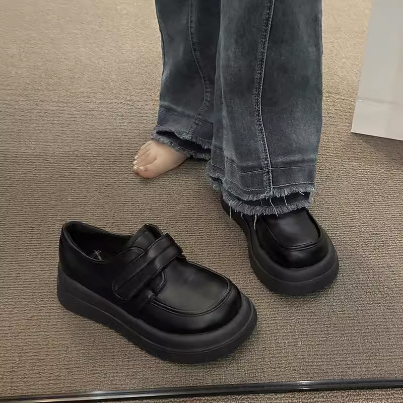 厚底小皮鞋女2025新款百搭英伦风复古春秋圆头黑色乐福鞋软皮法式,女鞋,深口单鞋,淘宝优惠券,粉丝福利购,淘宝优惠卷