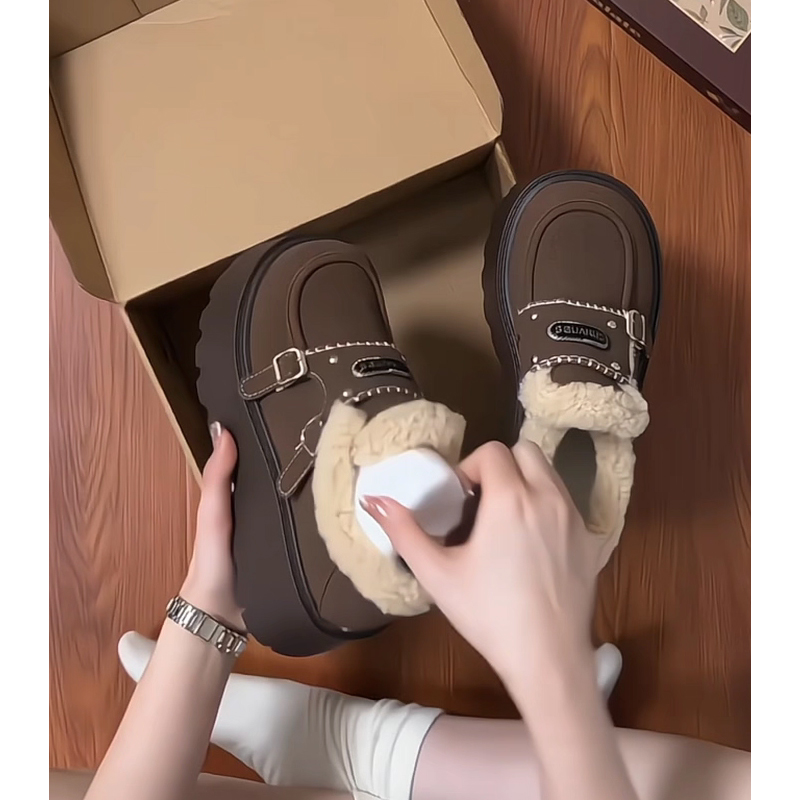 【厚底】加绒勃肯鞋女一脚蹬保暖