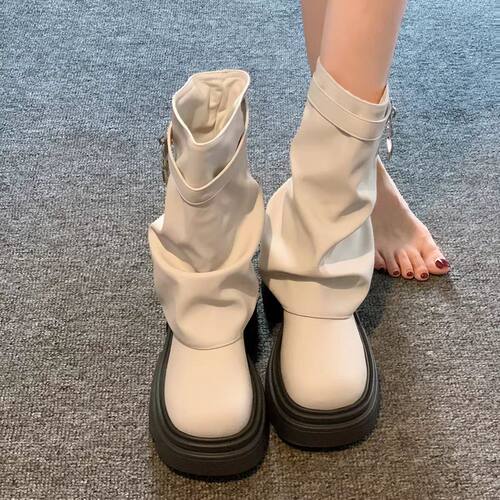 【裤管靴】秋冬季厚底中跟堆堆靴