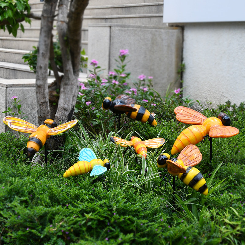 户外花园装饰摆件仿真蜜蜂插件别墅庭院草丛花盆布置公园景区布置
