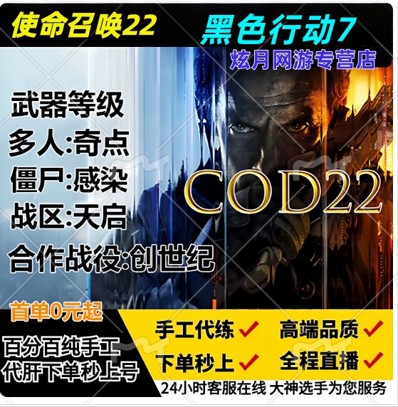 使命召唤cod22代练代肝打代刷创世纪奇点感染启示录金皮武器等级