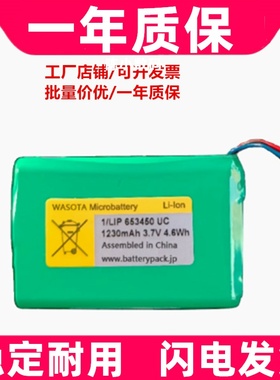 适用1230mAh 3.7V 4.6Wh Microbattery WASOTA 3线插头电池 1块