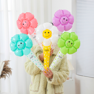 小红书抖音拍照小清新铝膜纯色小邹菊花气球可爱儿童装饰地推热卖