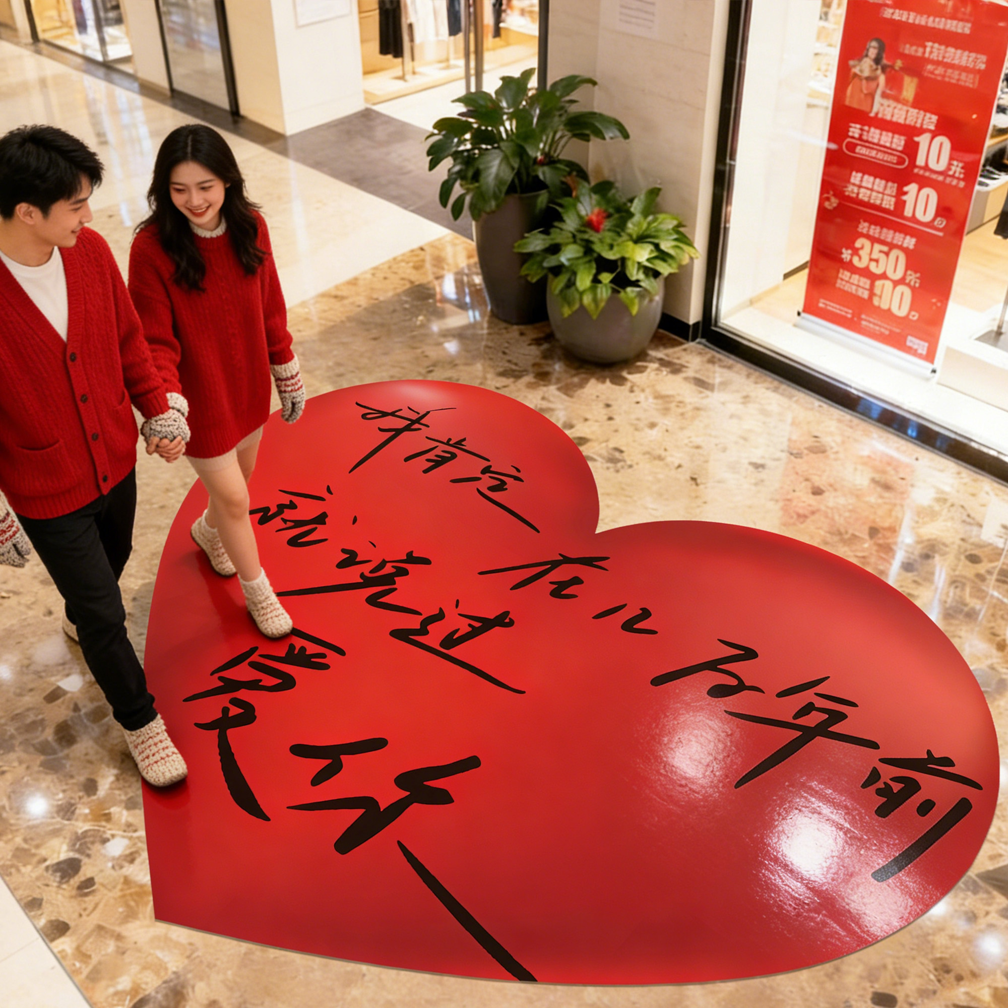 2026情人节氛围布置装饰商场店铺地贴场景装扮防水地面贴纸海报QT,家居饰品,软装墙贴,淘宝优惠券,粉丝福利购,淘宝优惠卷
