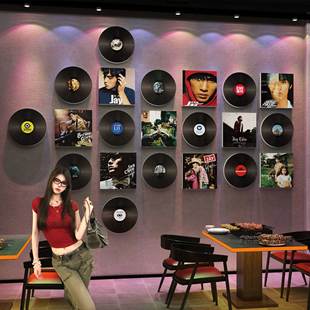 周杰伦黑胶唱片墙面装饰烧烤肉火锅餐饮饭店创意酒清吧场景贴纸QT