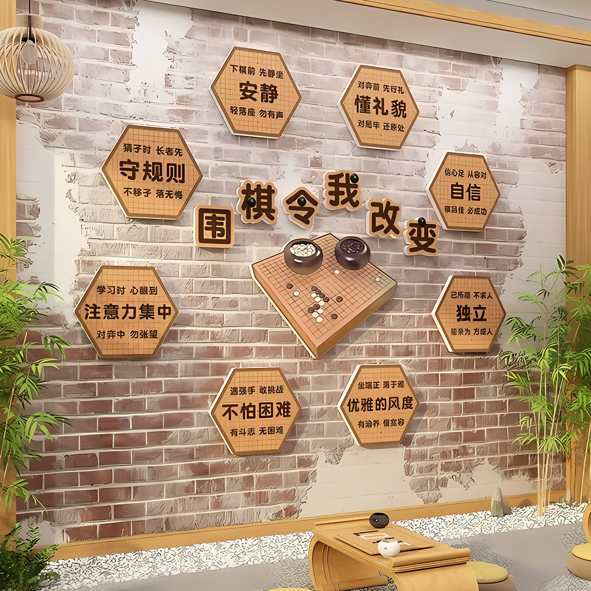 创意围棋教室布置装饰棋社环创培训班机构文化墙背景形象墙纸壁画,家居饰品,现代装饰画,淘宝优惠券,粉丝福利购,淘宝优惠卷